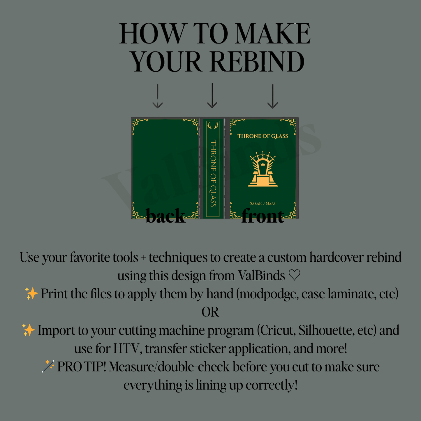 Throne of Glass DIY Bookbinding Cover Set | SVG PNG Rebind Bundle | Cricut Silhouette Cameo | All Cutting Machines | Book Cover Designs