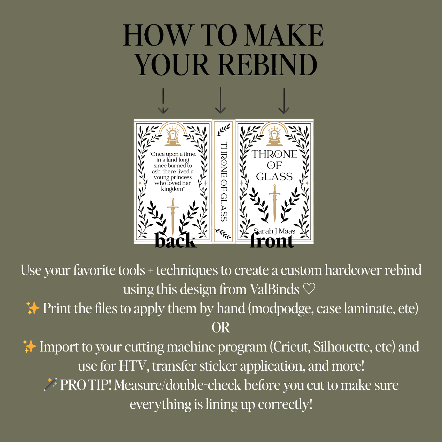 Throne of Glass FULL SERIES Bookbinding Book Cover PNGS – Front, Back & Spine Design | Printable Transparent Files for DIY Rebind