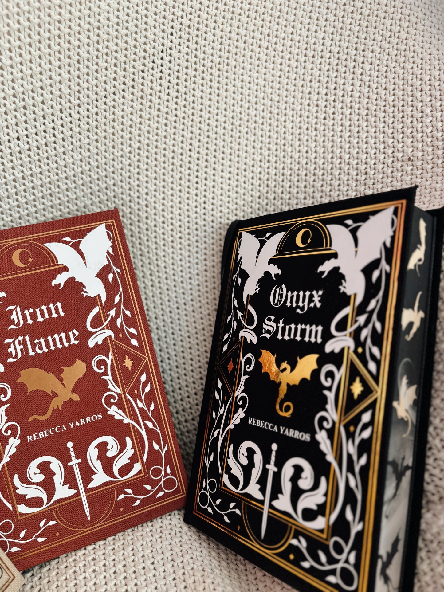 The Empyrean Series Rebound Set | Special Custom Handmade Editions | Fourth Wing, Iron Flame & Onyx Storm by Rebecca Yarros Rebinds