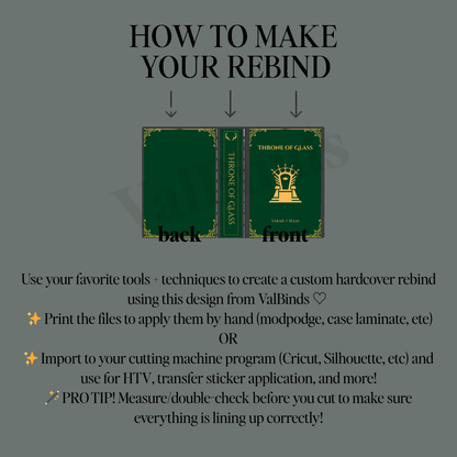 Throne of Glass DIY Bookbinding Cover Set | SVG PNG Rebind Bundle | Cricut Silhouette Cameo | All Cutting Machines | Book Cover Designs