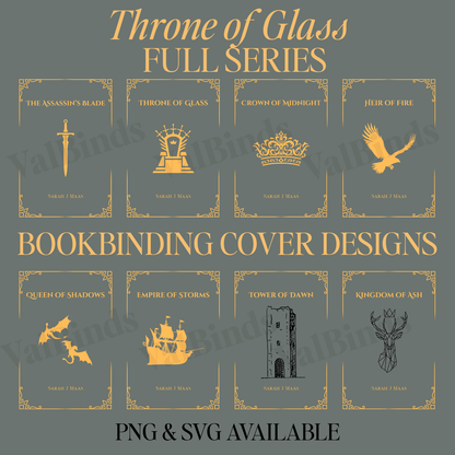 Throne of Glass DIY Bookbinding Cover Set | SVG PNG Rebind Bundle | Cricut Silhouette Cameo | All Cutting Machines | Book Cover Designs
