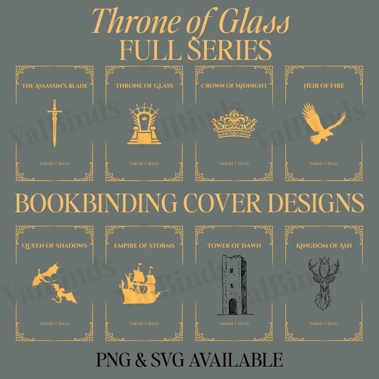 Throne of Glass DIY Bookbinding Cover Set | SVG PNG Rebind Bundle | Cricut Silhouette Cameo | All Cutting Machines | Book Cover Designs