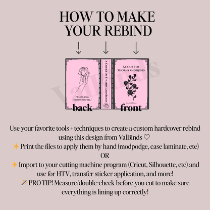 ACOTAR Bookbinding SVG + PNG Bundle | 5 Custom Covers with Spines & Backs | For Cricut, Silhouette, HTV & All Cutting Machines