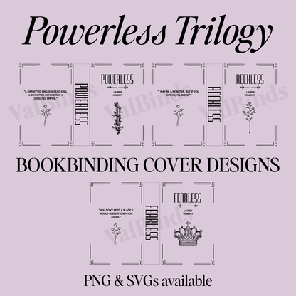 Powerless Trilogy Bookbinding Book Cover PNG + SVG Set – Front, Back & Spine Designs for DIY Rebind