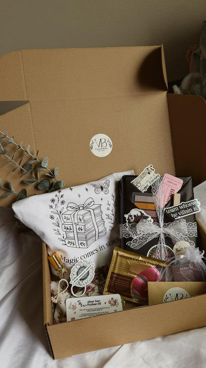 The ValBinds Bookish Goodies Box ✨ (Handmade Perfume, Tee + Curated Book & More!)